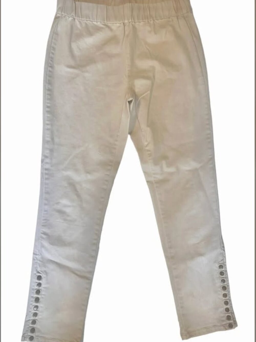 Soft Surroundings Pull On Cotton Twill Stud Snap Button Elastic Waistband size M